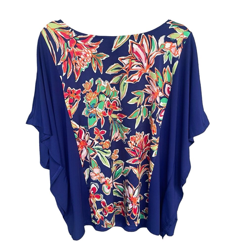 Bob Mackie Blouse Womens‎ Extra Large Art to Wear Floral Multicolor Artsy QVC